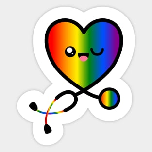 Stethoscope Emoji Heart Rainbow 3 Sticker